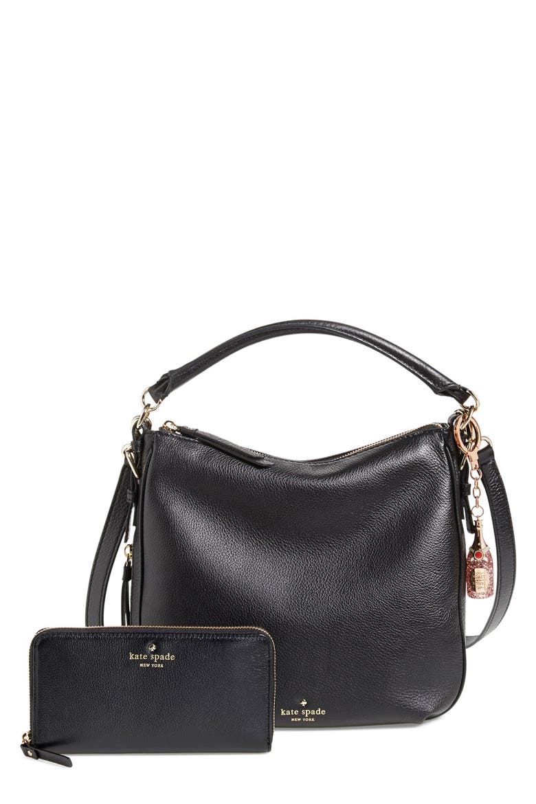 'cobble hill - lacey' zip around wallet, Alternate, color, BLACK