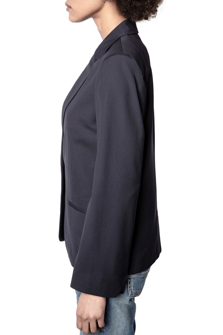 Vedy Strass Love Wool Blazer, Alternate, color, NAVY