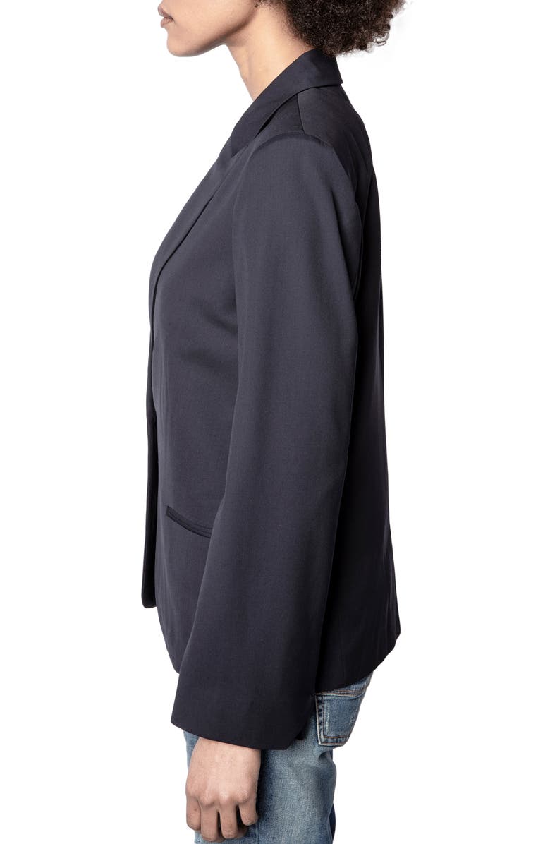 Zadig & Voltaire Vedy Strass Love Wool Blazer, Alternate, color,