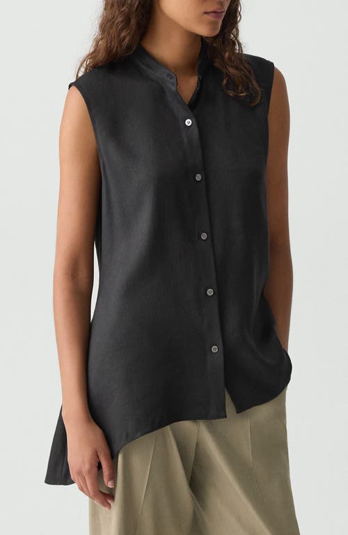Theory Sleeveless Asymmetric Draped Tunic In Black