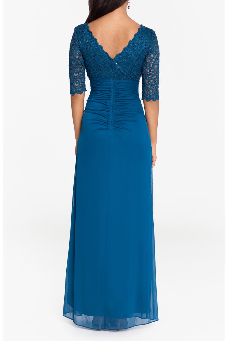 Mixed Media Rhinestone Accent Gown, Alternate, color, PEACOCK