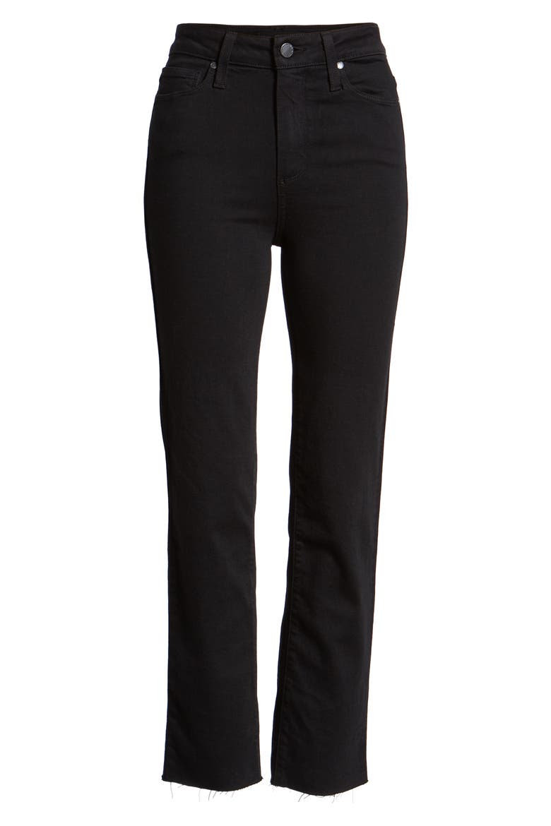 Hoxton High Waist Straight Raw Hem Ankle Jeans, Alternate, color, BLACK OVERDYE