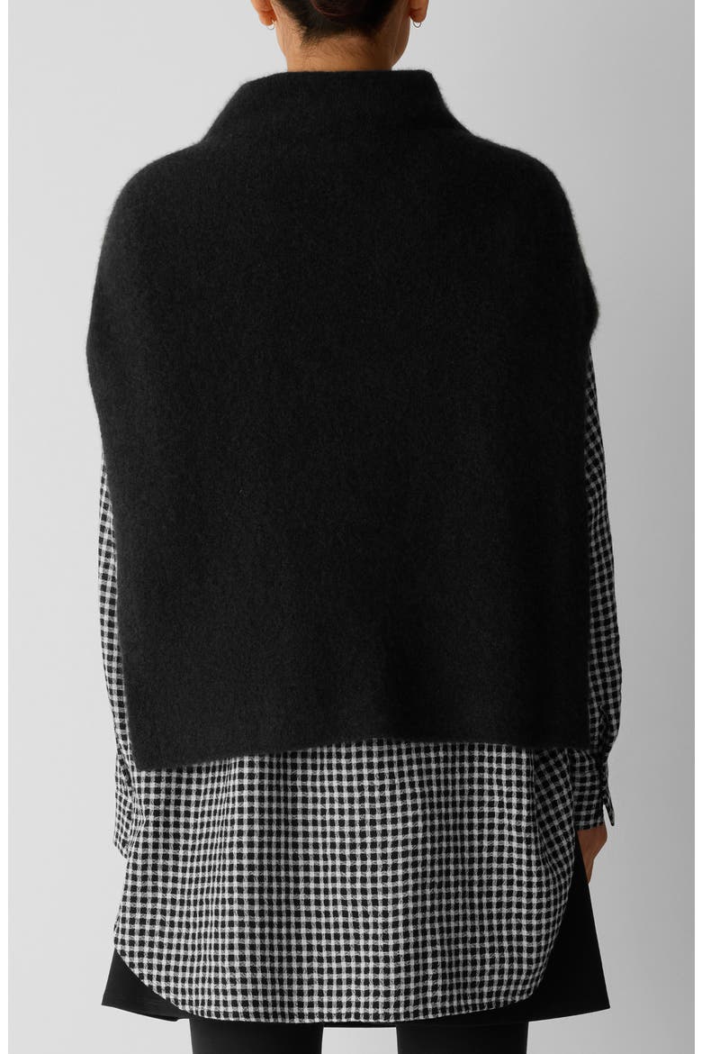 Cashmere & Silk Boucle Poncho, Alternate, color, BLACK