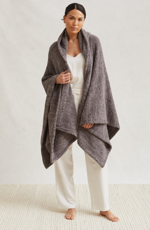 Kashwere Apparel Unisex Hooded Blanket Poncho In Silver Fox/pewter
