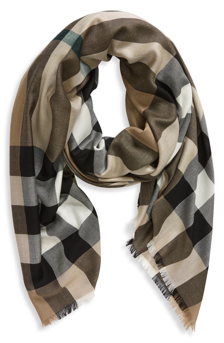 Burberry Check Lightweight Cashmere & Silk Scarf, Alternate, color,