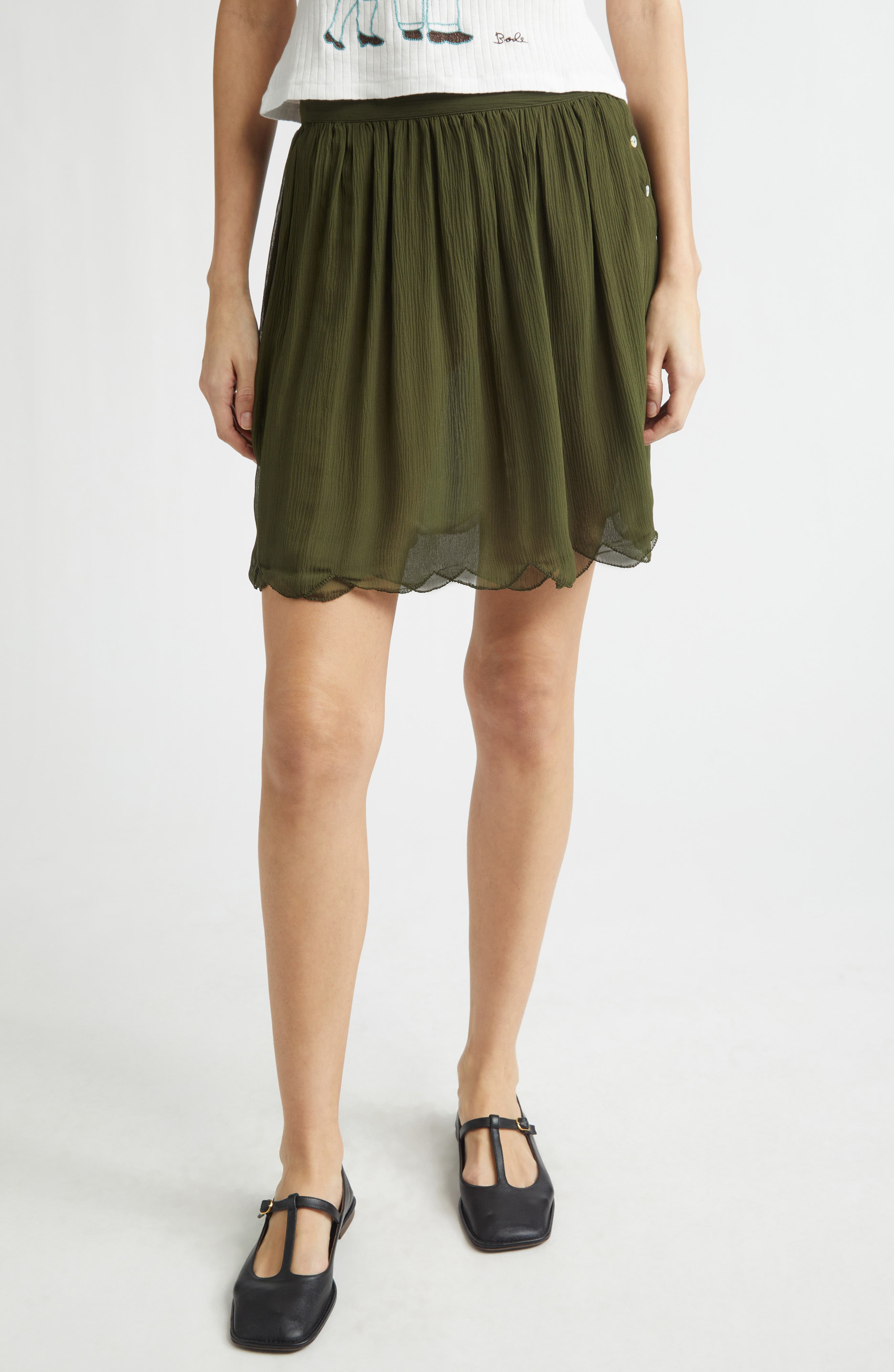 Mab Button Silk Georgette Skirt