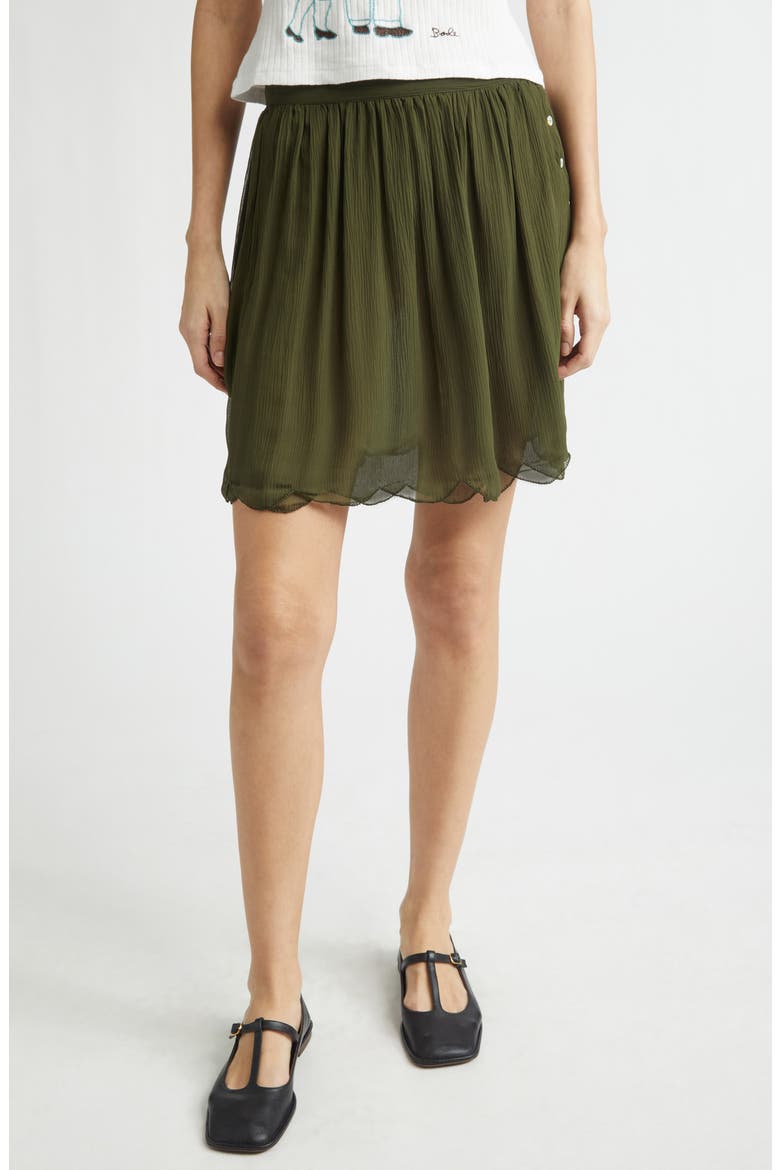 Mab Button Silk Georgette Skirt, Main, color, OLIVE