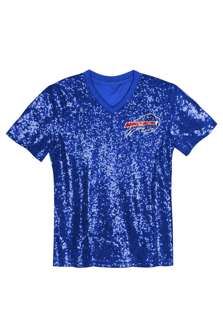 Girls Youth Josh Allen Royal Buffalo Bills Sequin V-Neck Fashion Jersey, Alternate, color, Royal