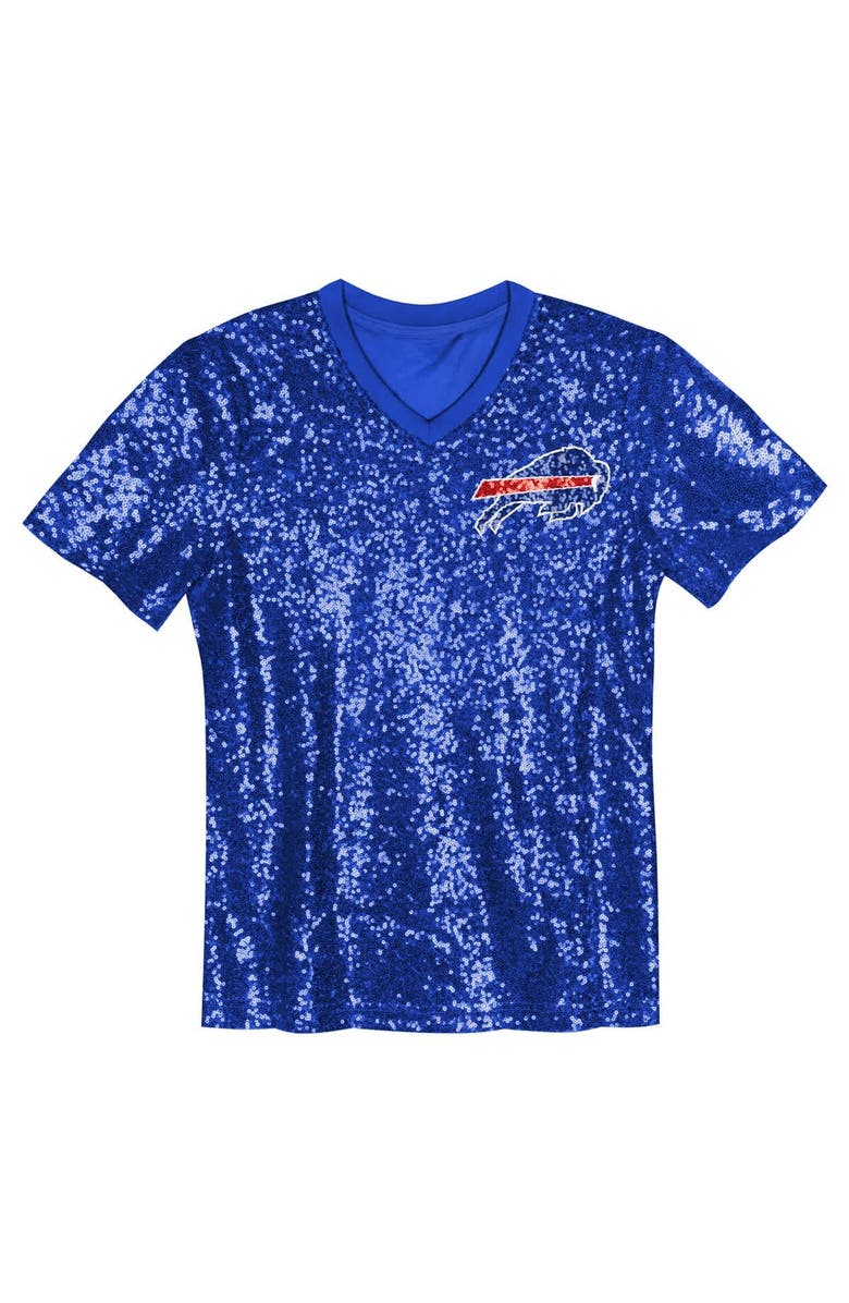 Outerstuff Girls Youth Josh Allen Royal Buffalo Bills Sequin V-Neck Fashion Jersey, Alternate, color, Royal