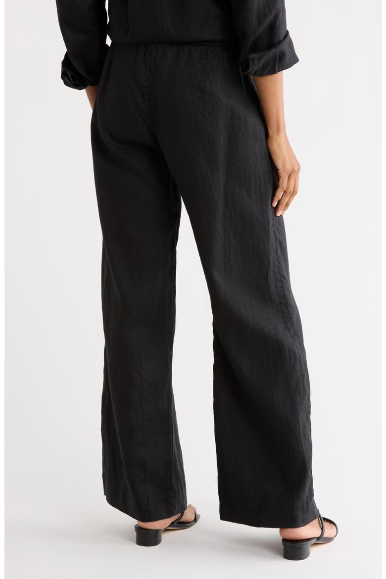 Linen Wide Leg Pants, Alternate, color, BLACK