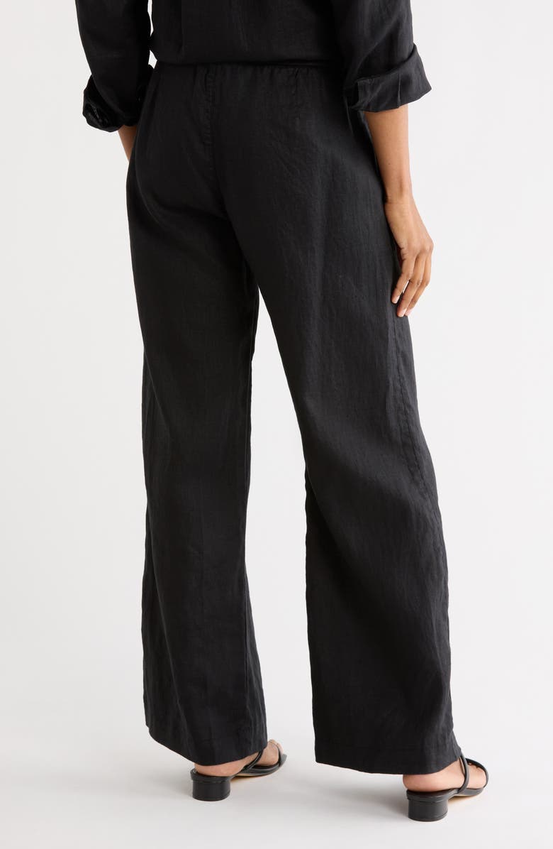 James Perse Linen Wide Leg Pants, Alternate, color, Black