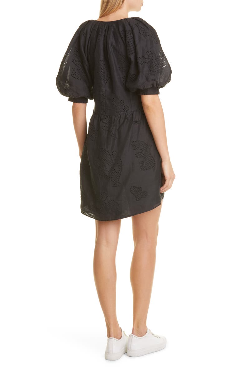 FRAME Puff Sleeve Eyelet Minidress, Alternate, color, 