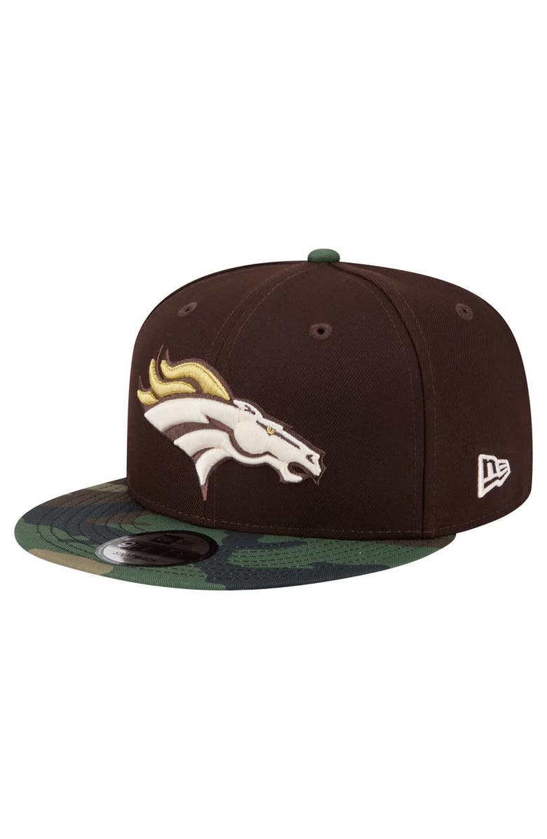 New Era Men's New Era  Dark Brown Denver Broncos Burnt Wood Camo 9FIFTY Snapback Hat, Main, color, Dark Brown