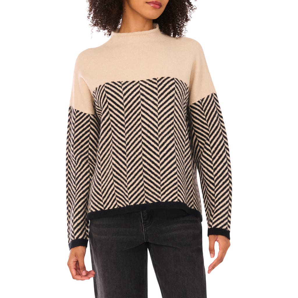 Halogen ® Herringbone Mock Neck Cotton Blend Sweater In Multi