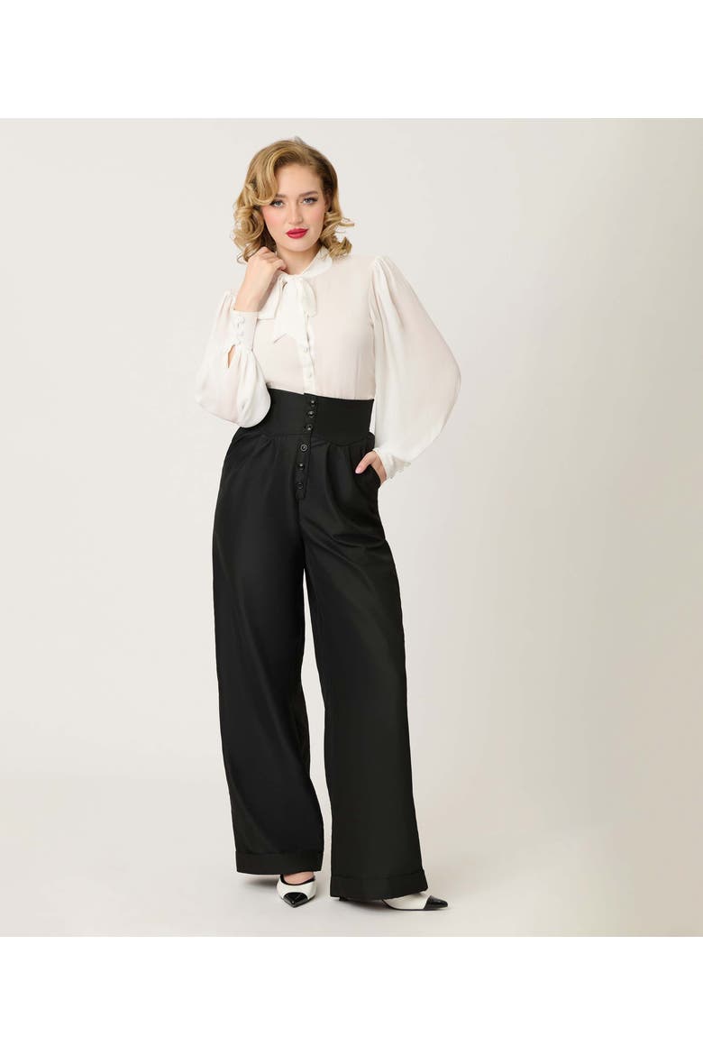 High Waist Trouser, Alternate, color, Black Solid