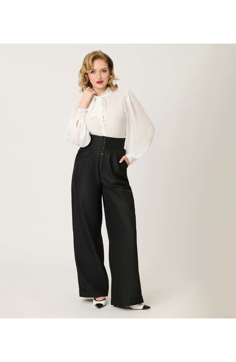 Unique Vintage High Waist Trouser, Alternate, color, Black Solid