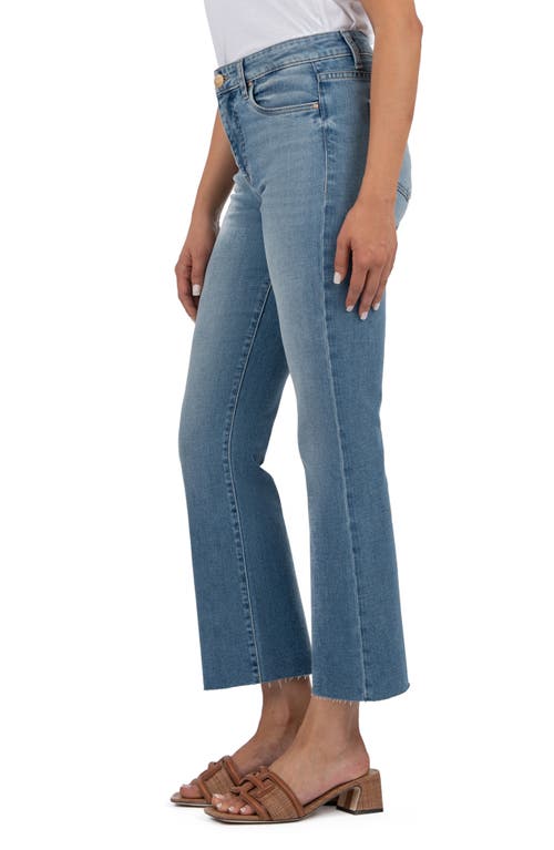 Kut From The Kloth Kelsey Fab Ab High Waist Raw Hem Ankle Kick Flare Jeans In Simplicity Blue