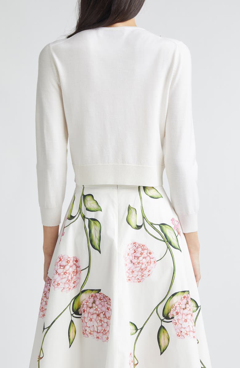 Oscar de la Renta Floral Virgin Wool Cardigan, Alternate, color,
