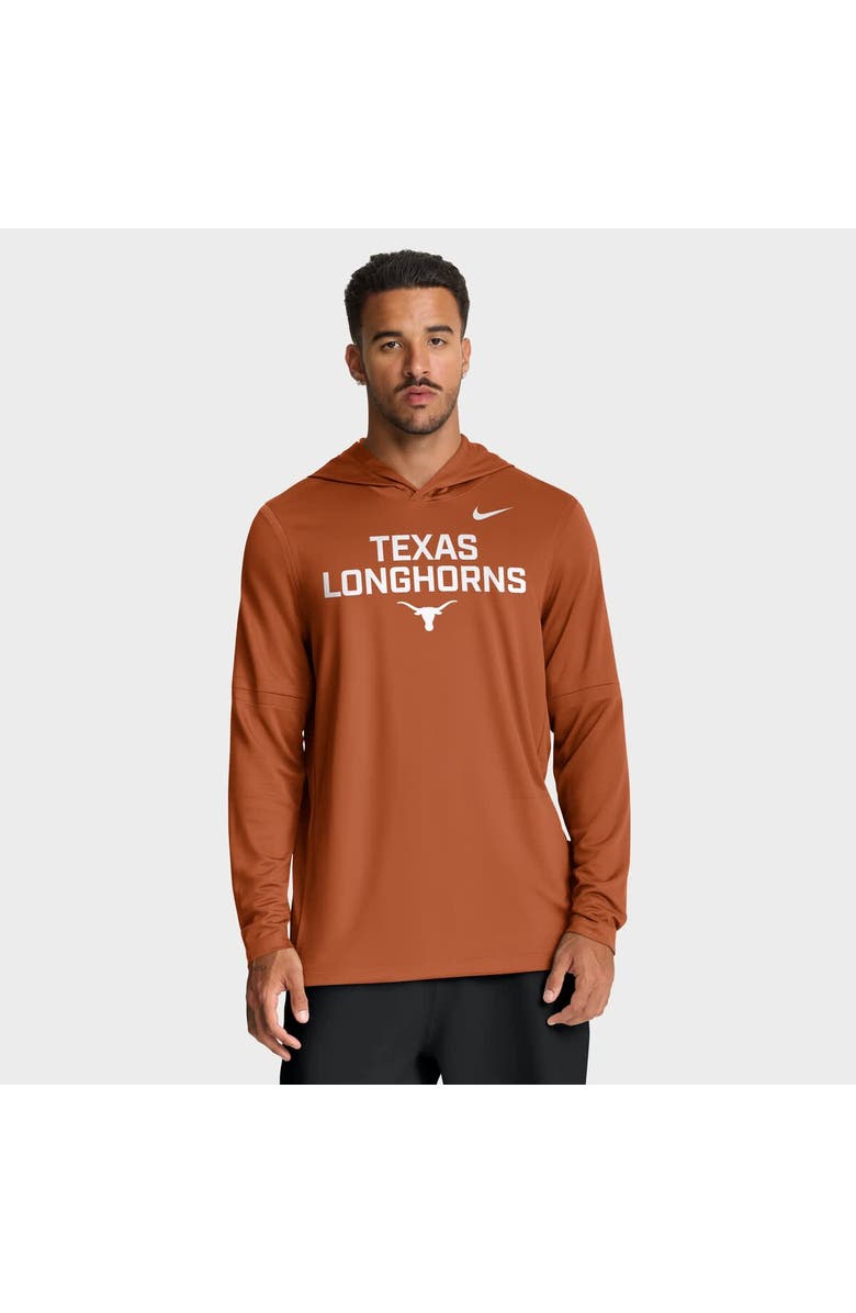 Nike Men's Nike Texas Orange Texas Longhorns 2025 Sideline Performance Long Sleeve Hoodie T-Shirt, Main, color, Burnt Orange