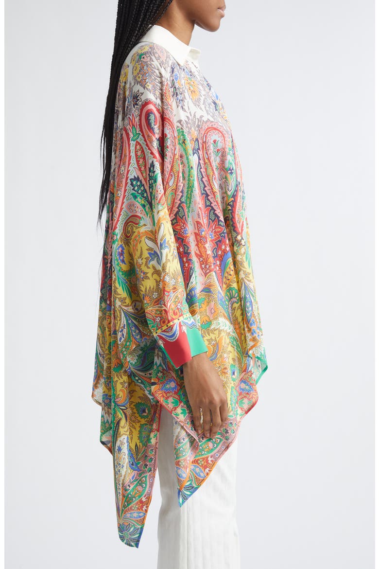 Paisley Print Button-Up Poncho, Alternate, color, PRINT ON WHITE BASE