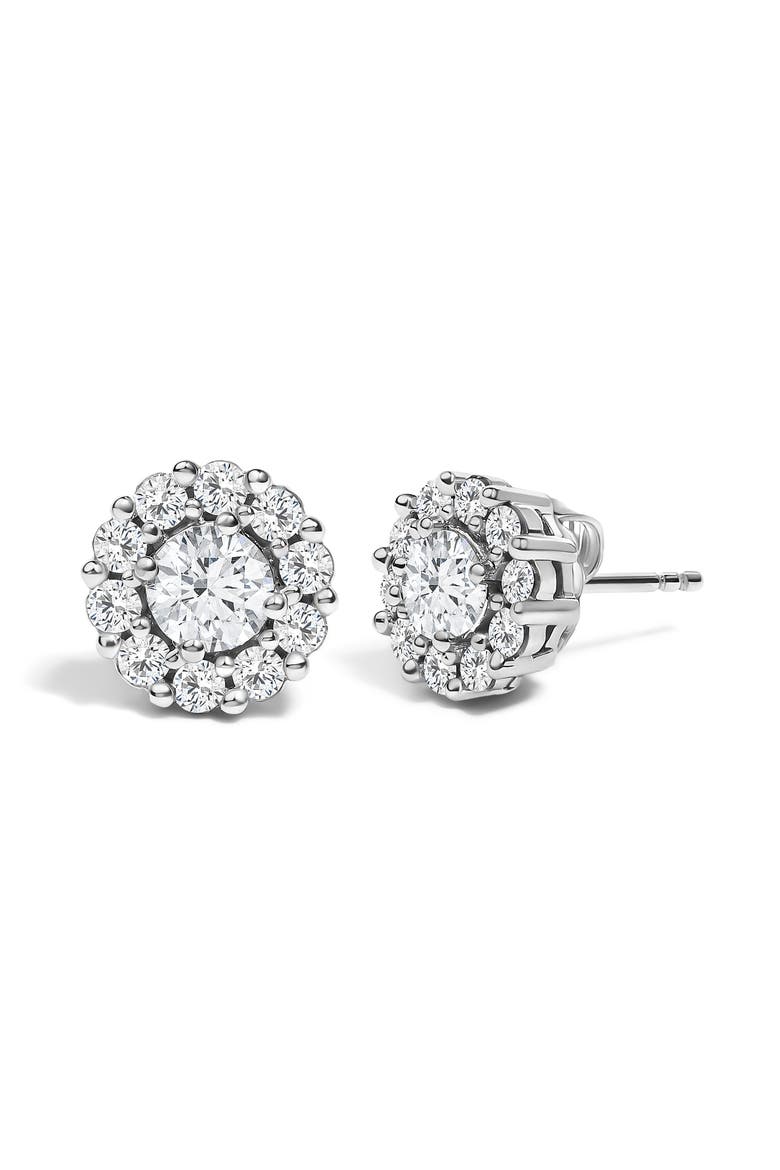 10K White Gold 1 1/2 Cttw Lab Grown Diamond Halo Stud Earrings, Alternate, color, White Gold