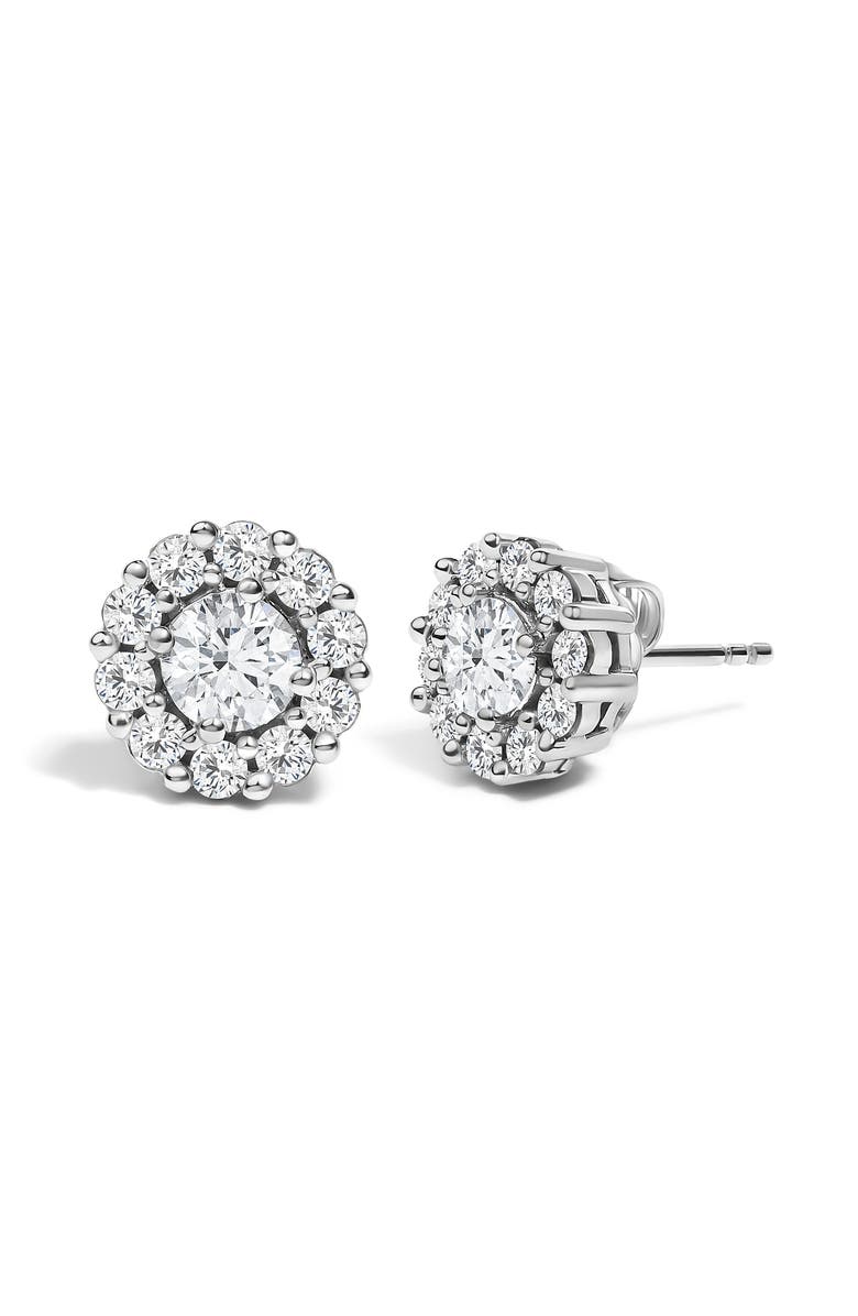Haus of Brilliance 10K White Gold 1 1/2 Cttw Lab Grown Diamond Halo Stud Earrings, Alternate, color, White Gold