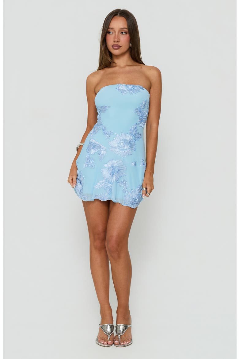 Meadow of Dreams Floral Strapless Minidress, Alternate, color, BLUE FLORAL BURNOUT