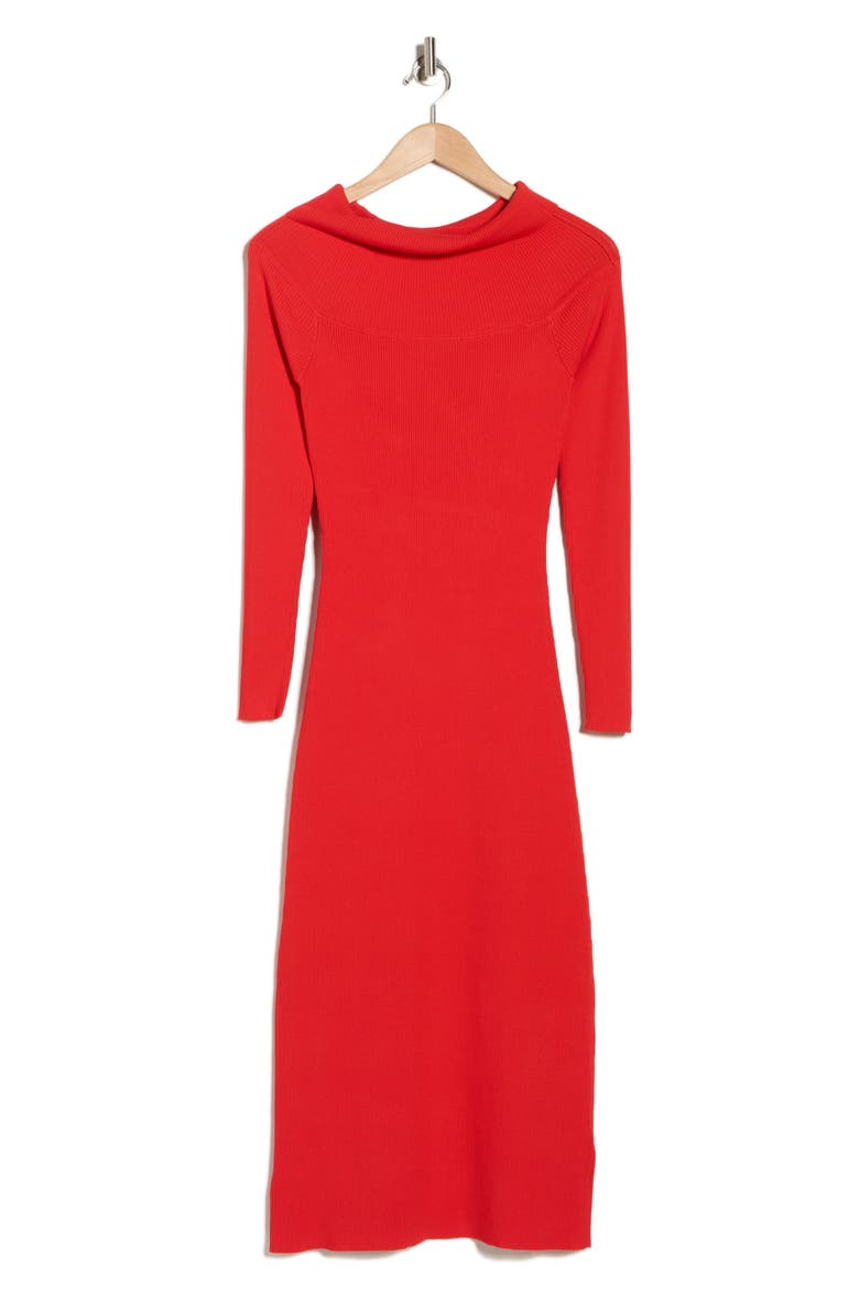 Long Sleeve Knit Dress, Alternate, color, ORANGE RED