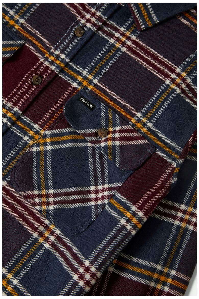 Bowery Plaid Flannel Button-Up Shirt, Alternate, color, MOOD INDIGO/PORT/SAFFRON