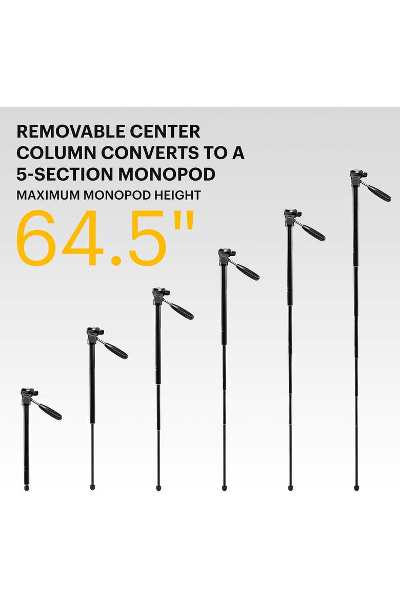 Kodak PhotoGear 2-in-1 70 Tripod & 64.5 Monopod, Lightweight Travel Camera Tripod Stand, Alternate, color, Black