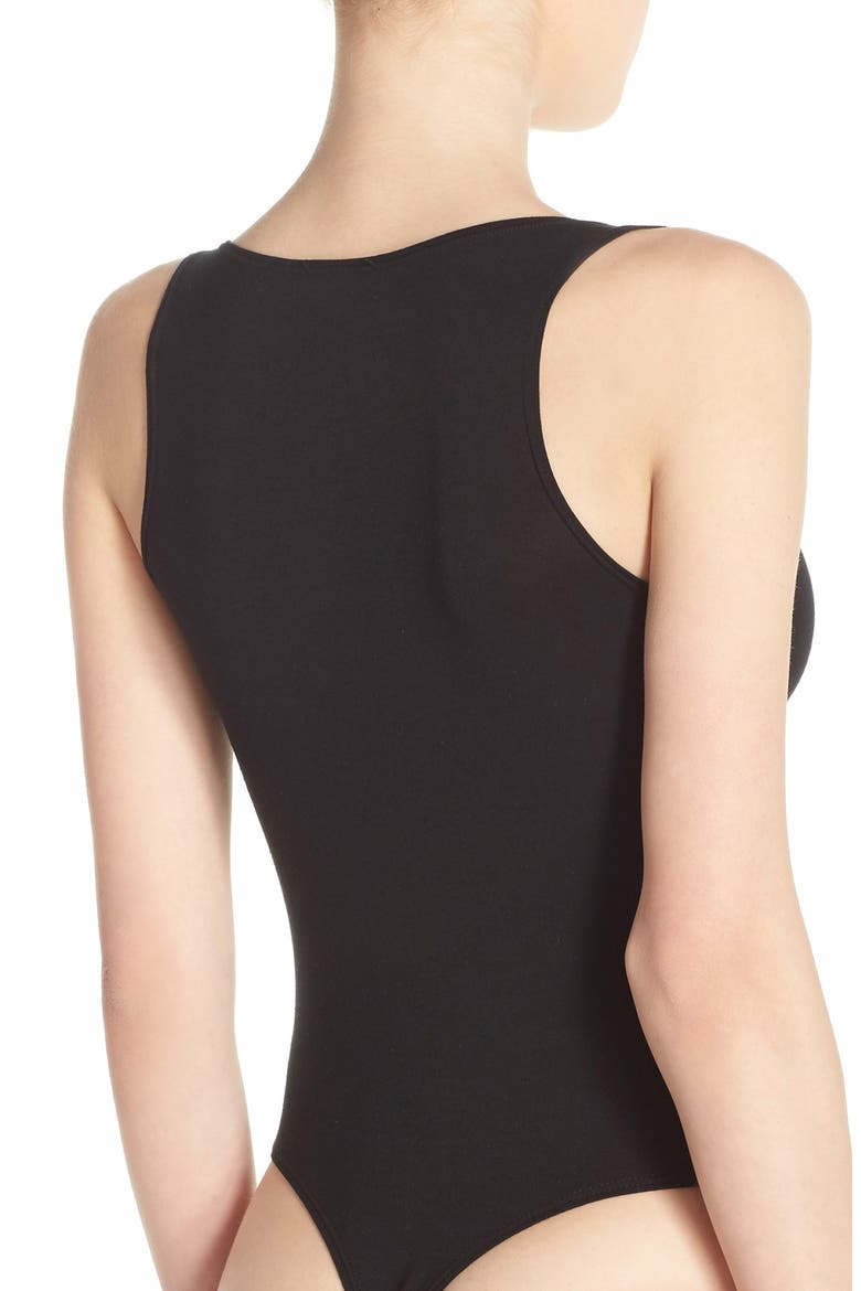 'Body Love' Thong Bodysuit, Alternate, color, BLACK