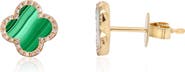 The Lovery Fine Jewelry Malachite Diamond Clover Stud Earrings