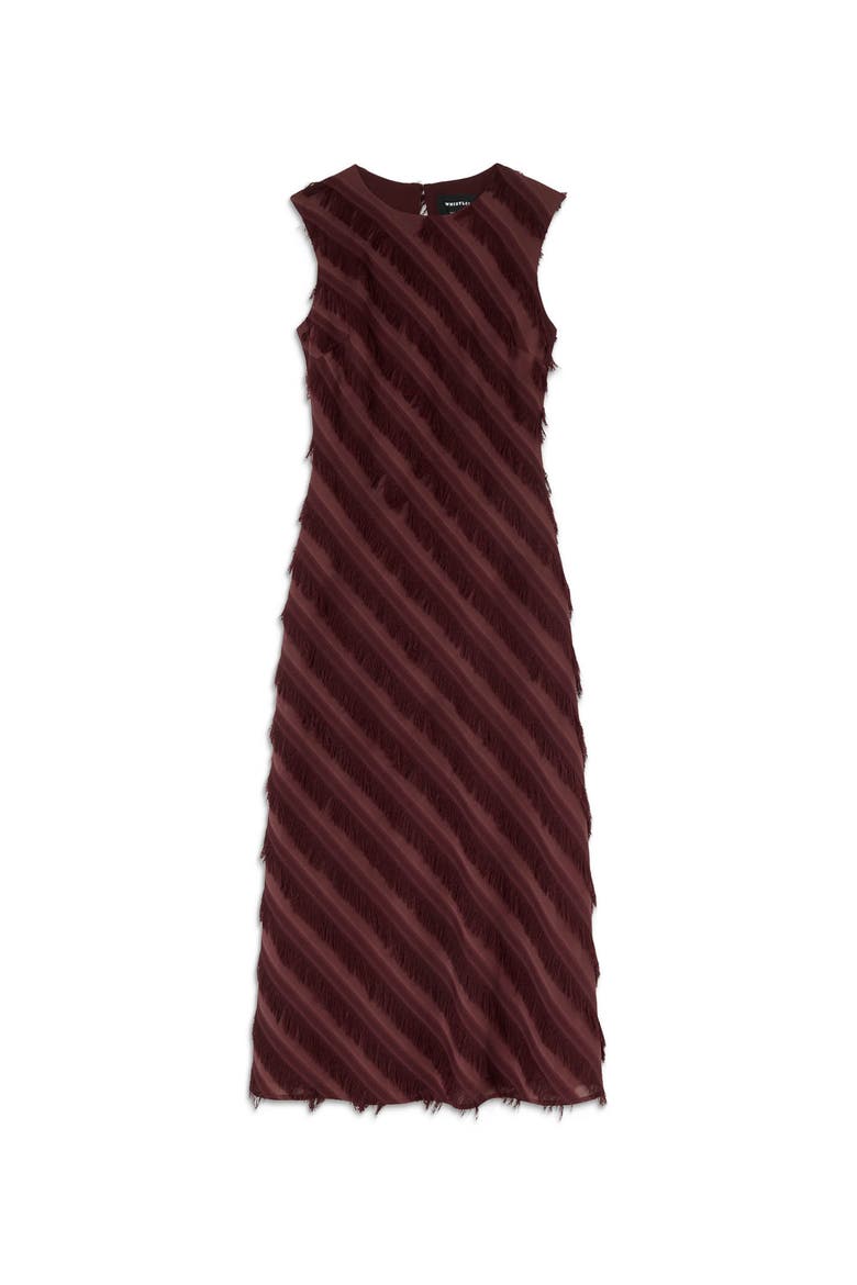 Fringe Textured Sleeveless Midi Dress, Alternate, color, Brown