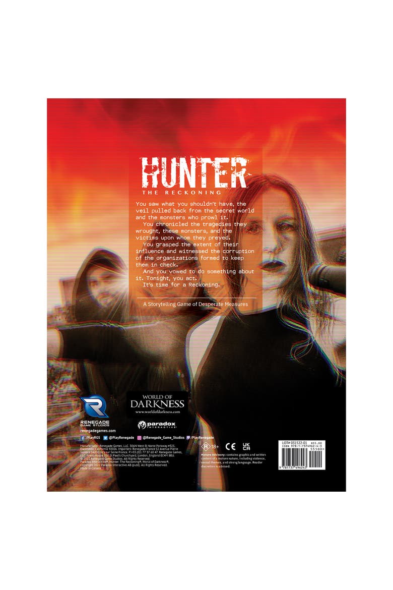 Hunter The Reckoning 5th Edition Roleplaying Game Core Rulebook, Alternate, color, Multicolored