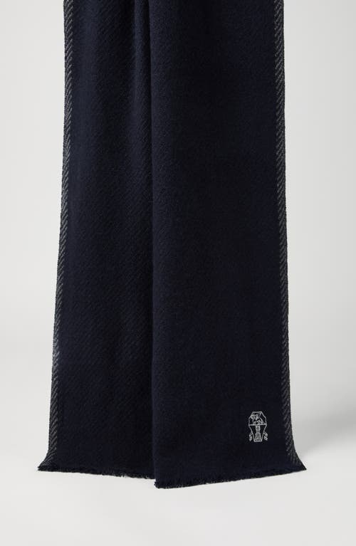 Brunello Cucinelli Cashmere Scarf In Marine Blue