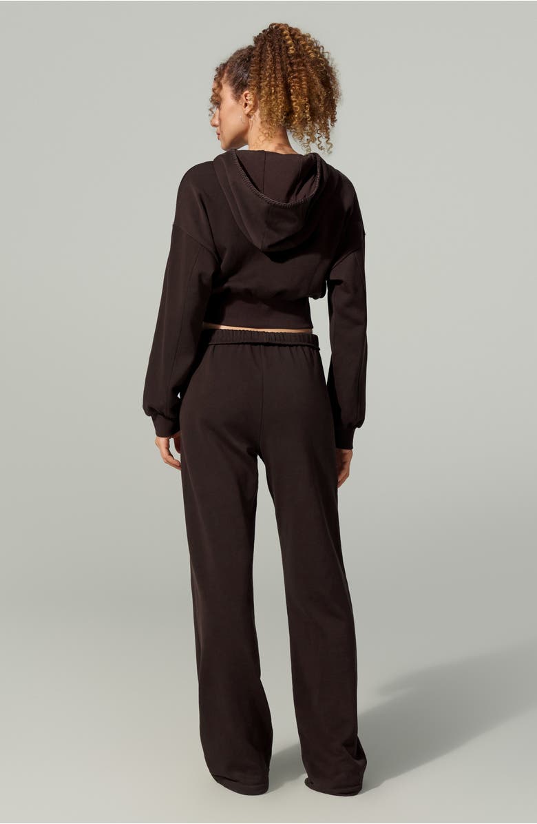 Lilysilk SILKERRY Cropped Fit Seamflow Drift Full-Zip Front Closure Sweatshirt, Alternate, color, Espresso