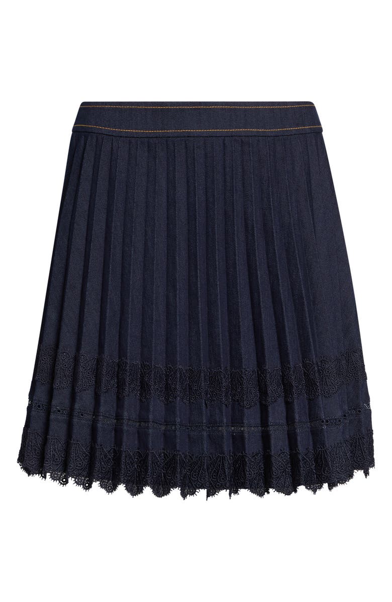 Cinq à Sept Guipure Lace Trim Laney Skirt, Alternate, color, Indigo/ Navy