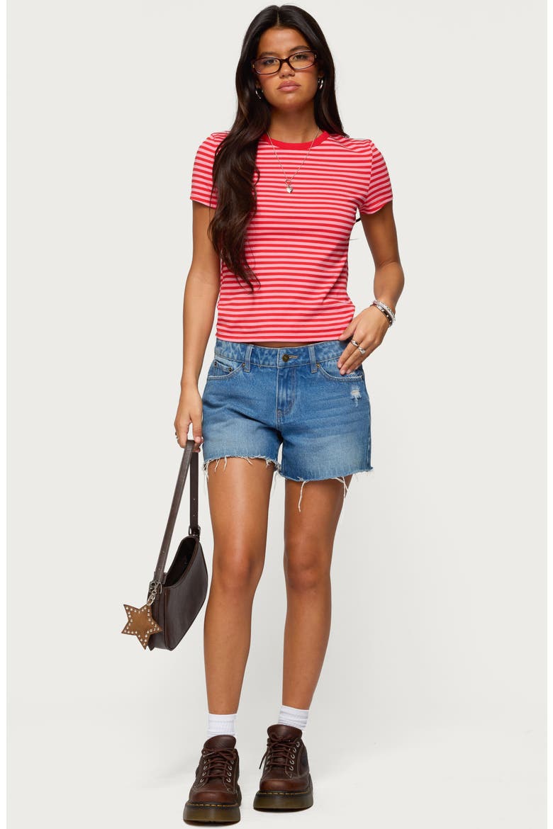 Nessie Stripe T-Shirt, Alternate, color, RED-AND-PINK