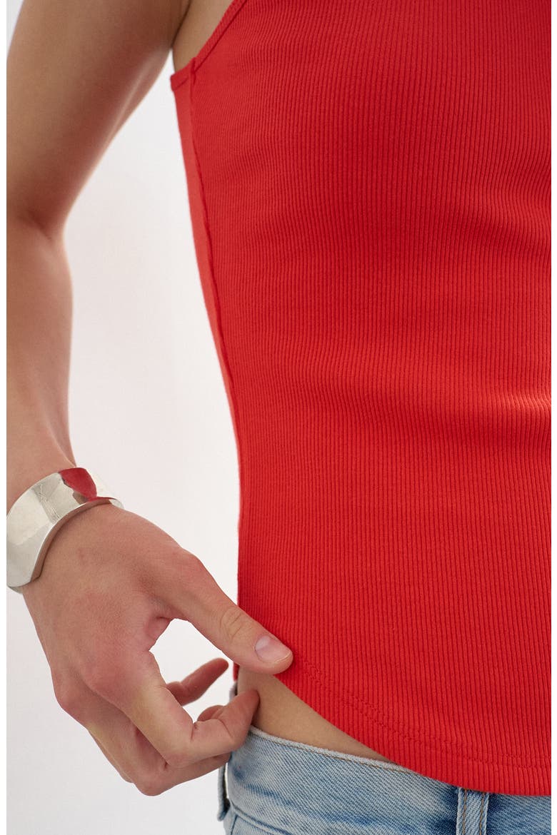 Rib Knit Stretch Cotton Tank, Alternate, color, RED