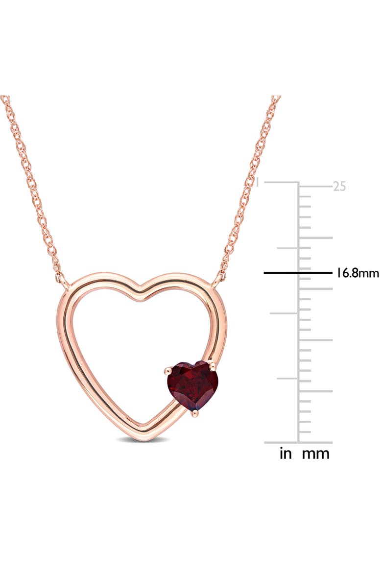 Gemstone Open Heart Necklace 10k, Alternate, color, Garnet/Rose Gold