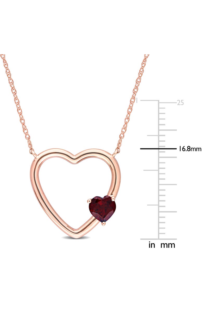 Julianna B. Gemstone Open Heart Necklace 10k, Alternate, color, Garnet/Rose Gold