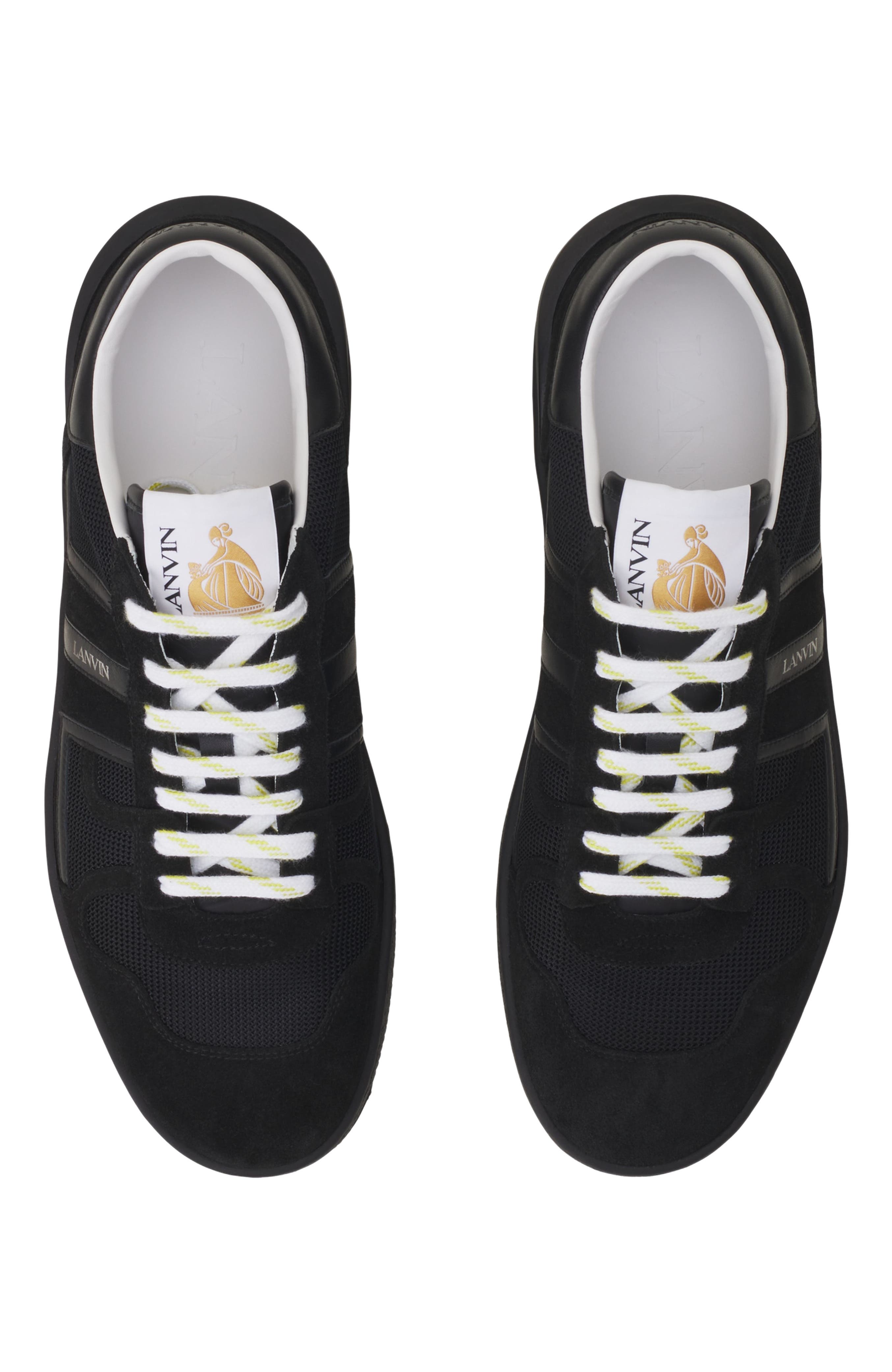 Lanvin Clay Monochrome Mesh Sneakers, Alternate, color, Black