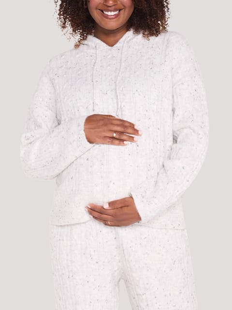 Long Sleeve Cable Knit Sweater Hoodie