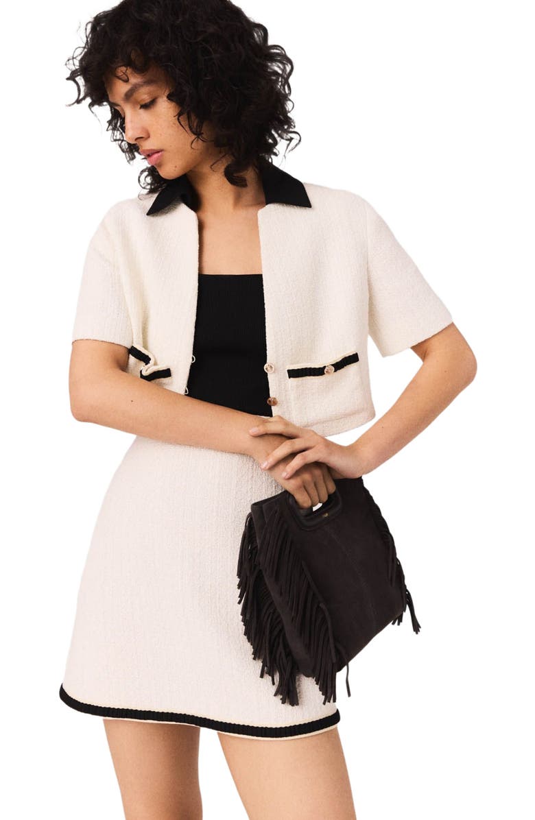 maje 2-in-1 tweed dress, Alternate, color, Ecru