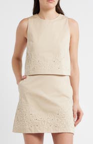 BOSS Orange Sleeveless Embroidered Cotton Top