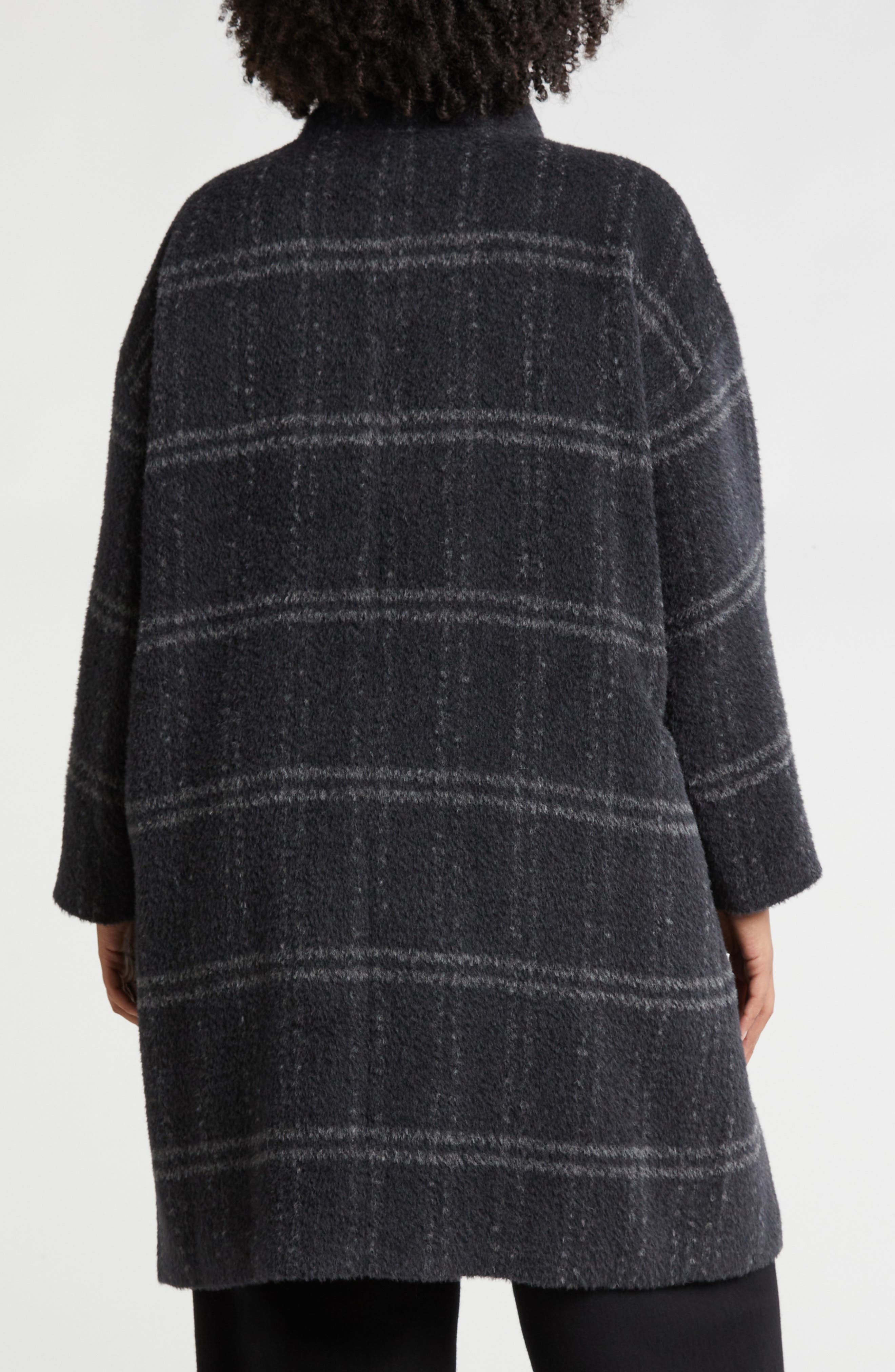 High Collar Plaid Coat - image 2
