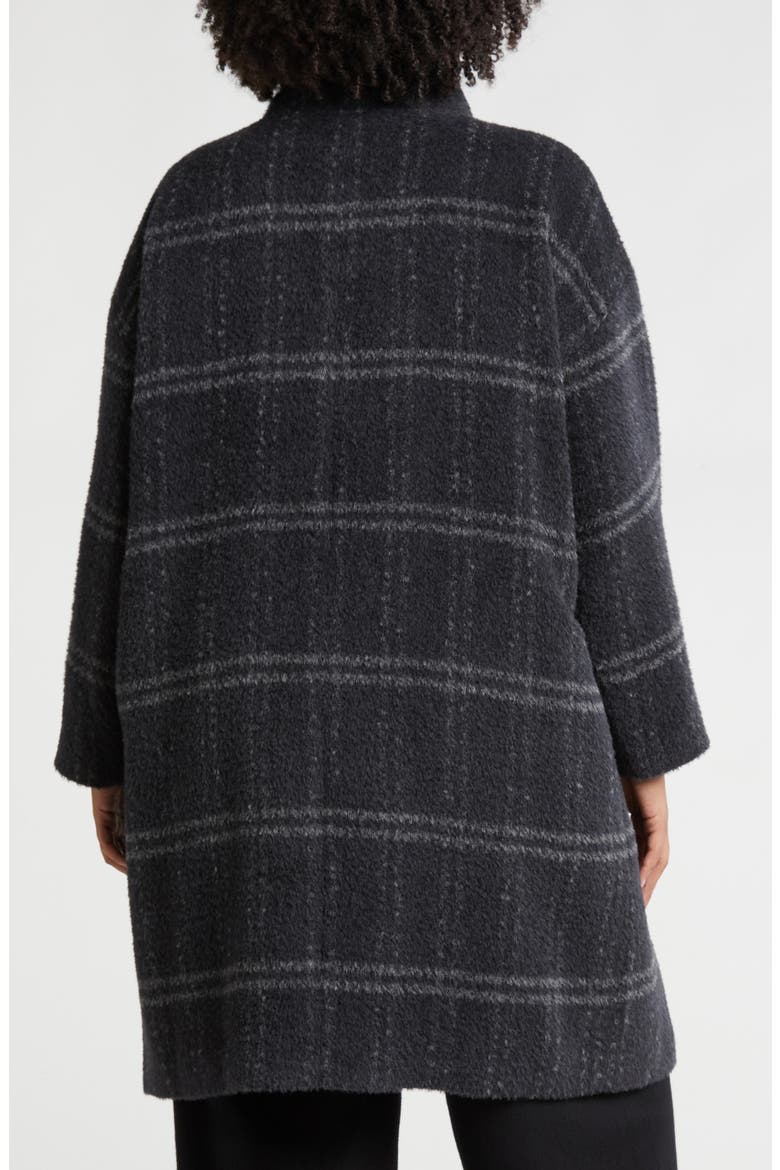 High Collar Plaid Coat, Alternate, color, CHARCOAL
