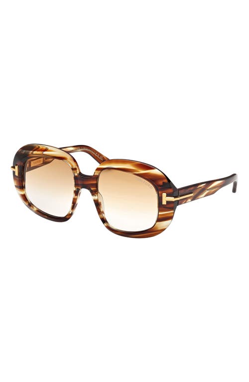 Tom Ford Icon 53mm Gradient Round Sunglasses In Brown Yellow/grad Amber