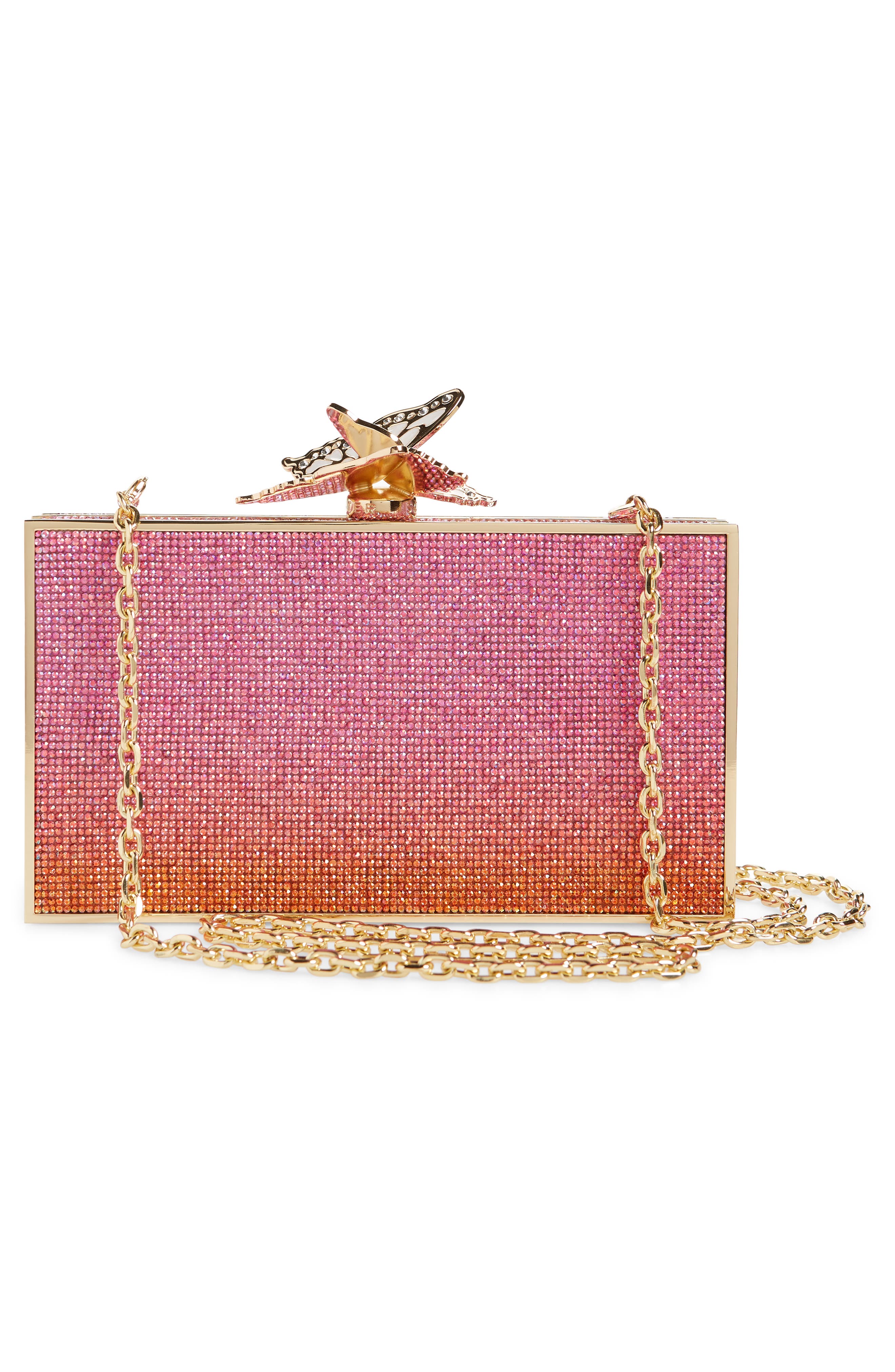 Clara Crystal Box Clutch, Alternate, color, PINK OMBRE