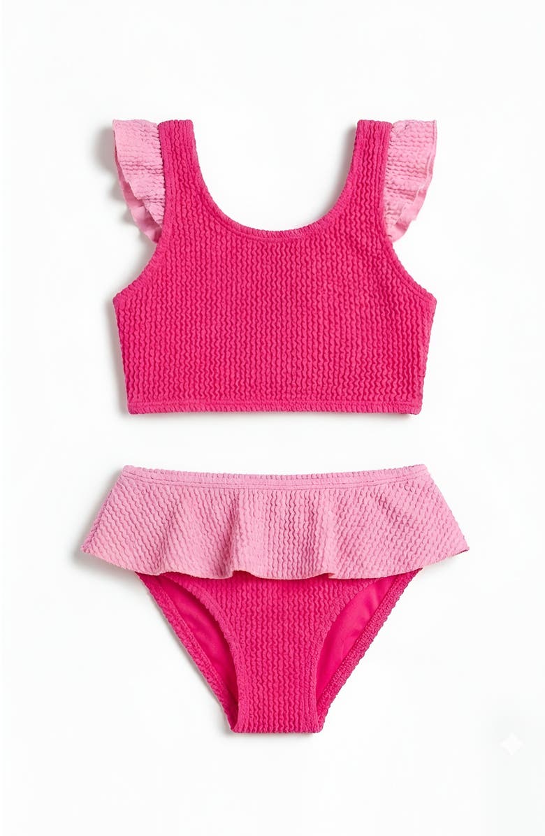 Limeapple Infant Crinkle Ruffle Bikini, Main, color, Pink